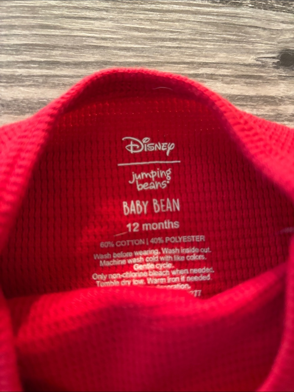 NWOT Disney Mickey Mouse Red Christmas Crew Long-Sleeve Baby One-Piece Bodysuit - Picture 3 of 3